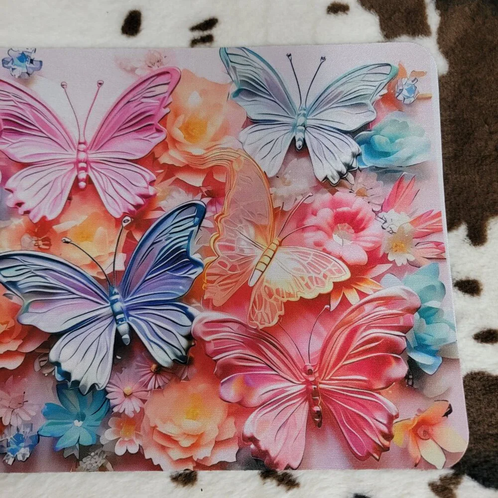 Pastel Butterfly Non Slip Custom Mouse Pad